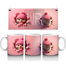 Pembe Elbiseli Oyuncak Kirpi – Baskılı Kahve Kupası