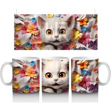 Sonbahar Tonlarında Renkli Gözlü Kedi – Baskılı Kahve Kupası