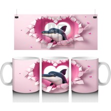 Kalpli Arka Planda Yunus Figürü – Baskılı Kahve Kupası