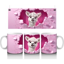 Pembe Duvarı Delen Şaşkın Beyaz Köpek – Baskılı Kahve Kupası