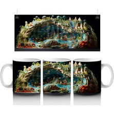 Doğal Göl Manzarasında Tropikal Kertenkele – Baskılı Kahve Kupası