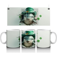 St. Patrick Şapkalı Sevimli Beyaz Köpek – Baskılı Kahve Kupası