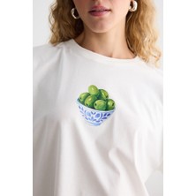 Zeytin Baskılı Uzun Kollu T-Shırt