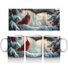 Karlı Dallarda Kırmızı Kardinal Kuşu – Baskılı Kupa Bardak