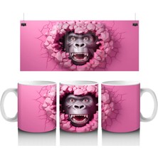 Kalpli Pembe Çatlağı Yırtan Komik Gorilla – Baskılı Kahve Kupası