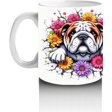 Çiçekli Taç Takmış Bulldog Illüstrasyonu – Baskılı Kahve Kupası
