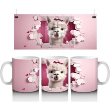 Pembe Çatlakta Bakan Beyaz Chihuahua – Baskılı Kahve Kupası