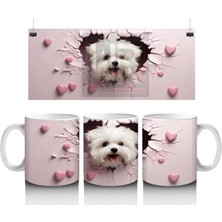 Kalpli Arka Planda Bakan Sevimli Köpek – Baskılı Kahve Kupası