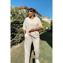 Bej Penye Pantolon Takım