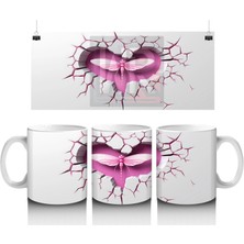 Kalp Şeklindeki Çatlakta Pembe Yusufçuk – Baskılı Kahve Kupası