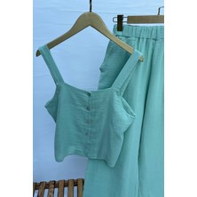 Askılı Müslin Mint Pijama Takımı