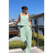 Askılı Müslin Mint Pijama Takımı