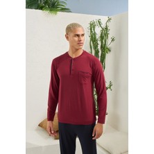 Kocabey 9220 Erkek Midi Yaka Uzun Kol Pijama Takım