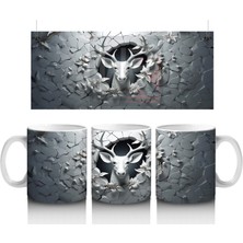 Karanlık Çatlakta Geyik Kafası Silueti – Baskılı Kahve Kupası