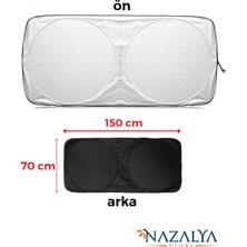 Katlanabilir Araba Ön Cam Güneşlik Metalize Isı Yalıtımlı Yazlık Araba Güneşliği - 150X70CM