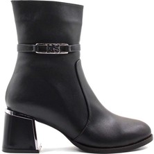 Fast Step Hakiki Deri Kürklü  Kadın Kısa Topuklu Bot 064KZA260