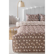 Riva İstanbul Kahve Papatyalı Tek Kişilik Pamuklu Kapitone Pike & Yatak Örtüsü