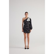 Markano Polka Elbise Siyah