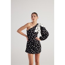 Markano Polka Elbise Siyah