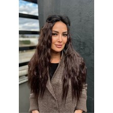 Zeysum Kahverengi Yarımay Saç Dalgalı Postiş 60 cm 135 gr Sıya Dayanıklı