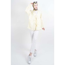 Tesettür Ceket Püskül Jakarlı Önden Bağlamalı Kimono Ceket Sarı