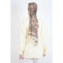 Tesettür Ceket Püskül Jakarlı Önden Bağlamalı Kimono Ceket Sarı