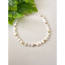 Doğal Sedef Beyaz Yıldız Kolye