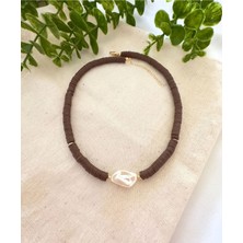 Barok Incili Kahverengi Kolye