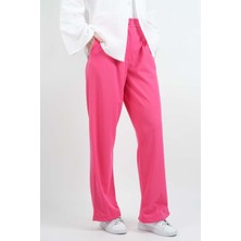 Tesettür Pantolon Double Mira Cepli Palazzo Pantolon Pembe
