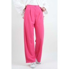 Tesettür Pantolon Double Mira Cepli Palazzo Pantolon Pembe