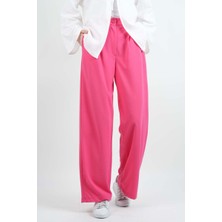 Tesettür Pantolon Double Mira Cepli Palazzo Pantolon Pembe