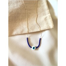 Cam Nazar Boncuklu Ince Altın Kolye