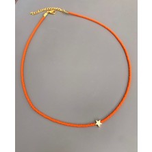 Yıldızlı Turuncu Boncuk Kolye