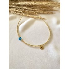 Nazar Boncuklu Altın Harf Kolye