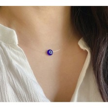 Cam Mavi Nazar Boncuklu Şeffaf Hayalet Zincir Kolye