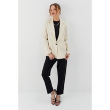 Keten Blazer Ceket Natural