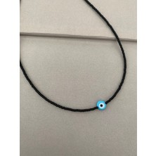 Cam Nazar Boncuklu Siyah Boncuk Kolye