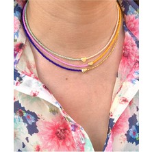 Kalpli Turuncu Pembe Renkli Boncuk Kolye