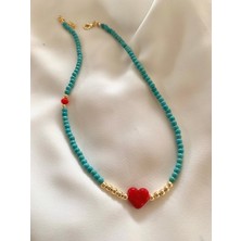 Murano Kalp Boncuklu Mavi Turkuaz Kolye