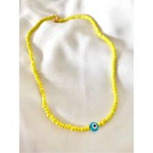 Nazar Boncuklu Sarı Kolye