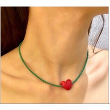 Kırmızı Murano Boncuk Kolye