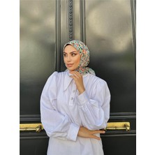 İpekhan Relax Ebruli Soft Eşarp Yeşil Krem 1147-14