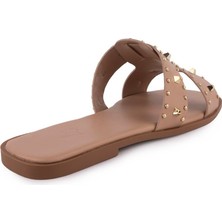Floxer Modern Zımbalı Düz Terlik Nude 8250