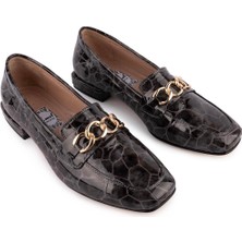 Modern Rahat Tarz Hakiki Deri Babet Gri Taş Baskı 603