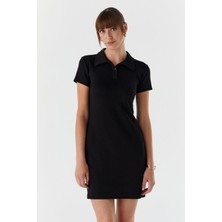 Polo Yaka Elbise Sıyah