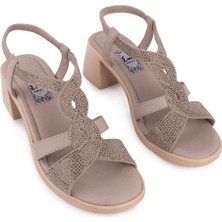 Hakiki Deri Günlük Taşlı Desenli Süet Sandalet 1455 Taş Süet