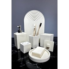7 Parça Beton Banyo Seti Katı Sıvı Sabunluk Tepsi Diş Fırçalığı Mumluk Tütsülük Sunumluk