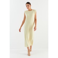 Basic Vatkalı Elbise Sarı