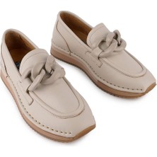 Hakiki Deri Günlük Rahat Tokalı Ayakkabı Inci Beyazı 25545