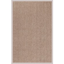 0408-KREM Kumaş Bordür Sisal Halı Kilim Hav Toz Vermez Kolay Temizlenen Hasır Kilim